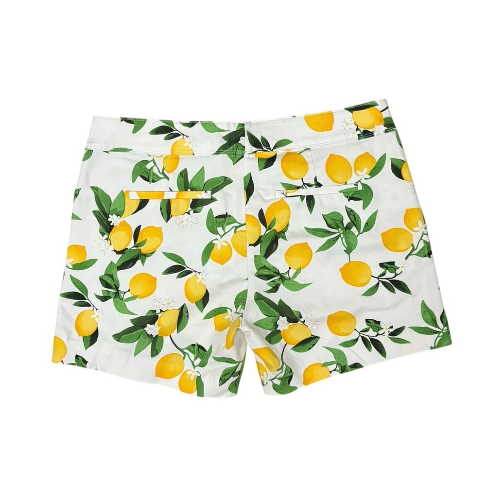 Isaac Mizrahi Lemon Print Stretch Sailor Shorts White Yellow Citrus Size 10 - Picture 3 of 6